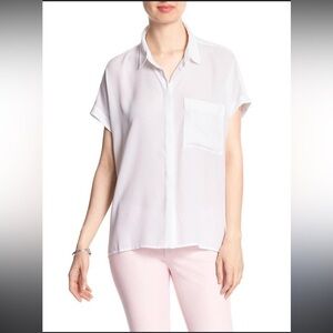 Banana Republic Side Button Dolman Blouse in Sheer White